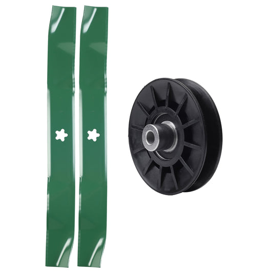 test -  UDC Parts Mower Kit / Pulley 532194326 + 2 Pack Blades 134149 / Fits Poulan C20H42YT PO175A42LT XT195H42LT