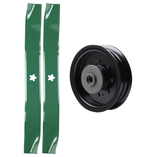 test -  UDC Parts Mower Kit / Pulley 532196104 + 2 Pack Blades 134149 / Fits Husqvarna RZ4619 RZ4620 RZ5422 RZ5424 YTH23V42