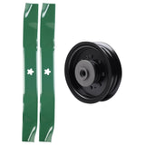  UDC Parts Mower Kit / Pulley 532196104 + 2 Pack Blades 134149 / Fits Husqvarna RZ4619 RZ4620 RZ5422 RZ5424 YTH23V42