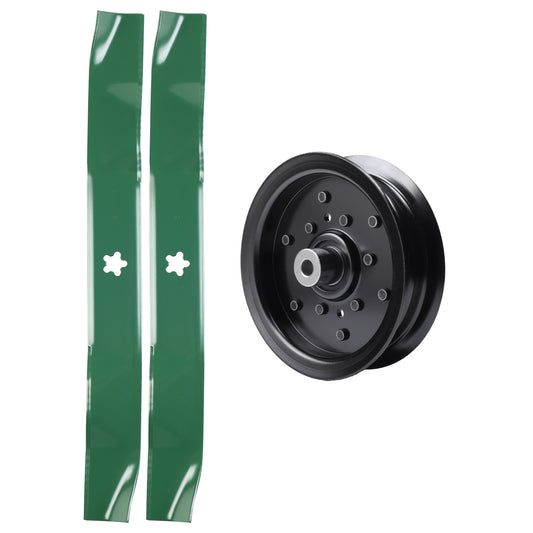 test -  UDC Parts Mower Kit / Pulley 532196106 + 2 Pack Blades 134149 / Fits Poulan C20H42YT PO175A42LT XT195H42LT