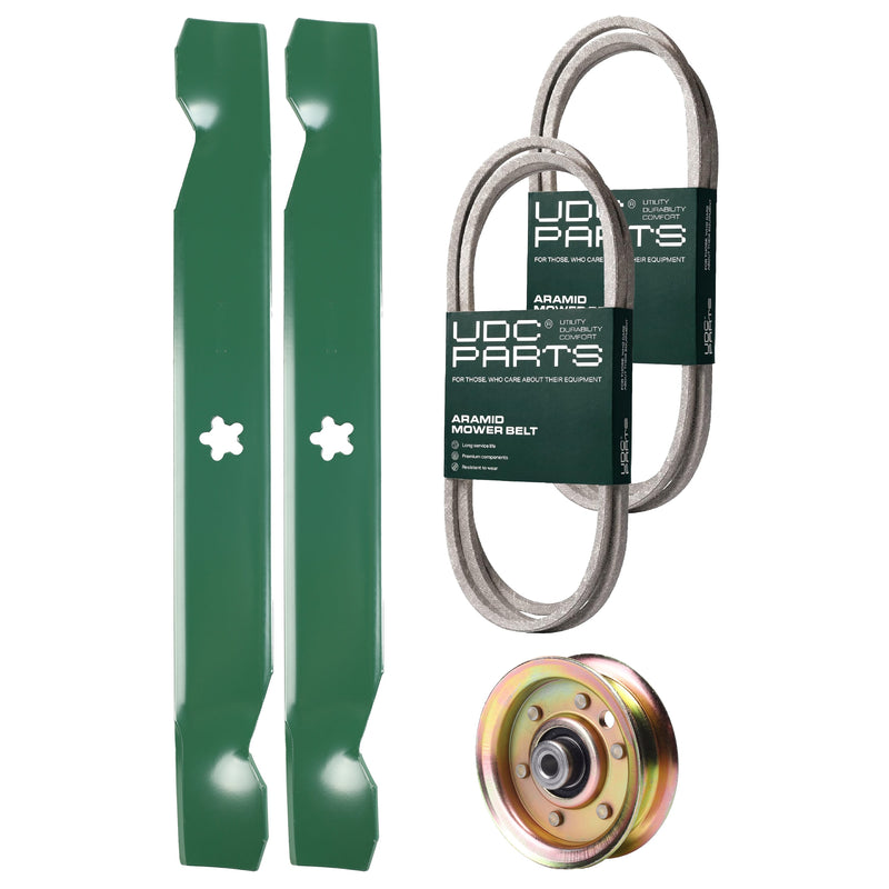 Products -  UDC Parts Mower Kit / Belt 138255 + Belt 140294 + Pulley 173437 + 2 Pack Blades 138497 / Fits Jonsered LT2115