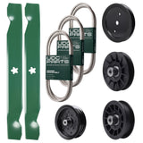 Bulk Lawn Mower Pulleys -  UDC Parts Mower Kit / Belt 130969 + Belt 138255 + Belt 140218 + Pulley 195945 + Pulley 532194326 + Pulley 532196106 + Pulley 532194327 + 2 Pack Blades 138497 / Fits Jonsered LT2217A