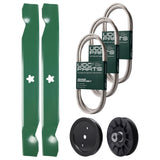 Wholesale Lawn Mower Parts -  UDC Parts Mower Kit / Belt 130969 + Belt 140218 + Belt 197253 + Pulley 195945 + Pulley 532194326 + 2 Pack Blades 138497 / Fits Jonsered LT2216A2 LT2217A