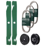 Wholesale Lawn Mower Parts -  UDC Parts Mower Kit / Belt 130969 + Belt 140218 + Belt 197253 + Pulley 195945 + Pulley 532194327 + 2 Pack Blades 138497 / Fits Jonsered LT2216A2 LT2217A