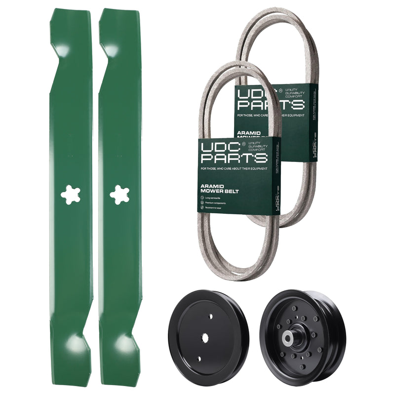 Products -  UDC Parts Mower Kit / Belt 138255 + Belt 197253 + Pulley 195945 + Pulley 532196106 + 2 Pack Blades 138497 / Fits Jonsered LT2216 LT2217A