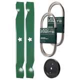  UDC Parts Mower Kit / Belt 130969 + Belt 140218 + Pulley 195945 + 2 Pack Blades 138497 / Fits Jonsered LT2216A2 LT2217A