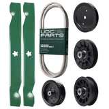 Wholesale Lawn Mower Parts -  UDC Parts Mower Kit / Belt 194346 + Pulley 195945 + Pulley 532194326 + Pulley 532196106 + Pulley 532194327 + 2 Pack Blades 138497 / Fits Jonsered LT2216 LT2216A2