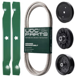 Products -  UDC Parts Mower Kit / Belt 138255 + Pulley 195945 + Pulley 532194326 + Pulley 532196106 + 2 Pack Blades 138497 / Fits Jonsered LT2216 LT2217A