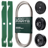 Products -  UDC Parts Mower Kit / Belt 194346 + Pulley 195945 + Pulley 532196106 + Pulley 532194327 + 2 Pack Blades 138497 / Fits Jonsered LT2216 LT2216A2