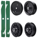  UDC Parts Mower Kit / Pulley 195945 + Pulley 532194326 + Pulley 532196106 + Pulley 532194327 + 2 Pack Blades 138497 / Fits Jonsered LT2216 LT2216A2 LT2217A