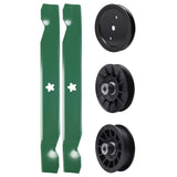 test -  UDC Parts Mower Kit / Pulley 195945 + Pulley 532194326 + Pulley 532194327 + 2 Pack Blades 138497 / Fits Jonsered LT2216 LT2216A2 LT2217A