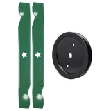 test -  UDC Parts Mower Kit / Pulley 195945 + 2 Pack Blades 138497 / Fits Jonsered LT2216 LT2216A2 LT2217A
