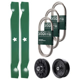 Wholesale Lawn Mower Parts -  UDC Parts Mower Kit / Belt 130969 + Belt 140218 + Belt 197253 + Pulley 532194326 + Pulley 532196106 + 2 Pack Blades 138497 / Fits Jonsered LT2216A2 LT2217A