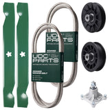 Wholesale Lawn Mower Parts -  UDC Parts Mower Kit / Belt 138255 + Belt 194346 + Pulley 532194326 + Pulley 532194327 + Spindle 532174356 + 2 Pack Blades 138497 / Fits Husqvarna LT1597