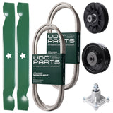 Products -  UDC Parts Mower Kit / Belt 138255 + Belt 194346 + Pulley 532194326 + Pulley 532196104 + Spindle 532174356 + 2 Pack Blades 138497 / Fits Husqvarna LT1597