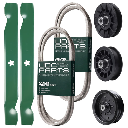 Wholesale Lawn Mower Parts -  UDC Parts Mower Kit / Belt 130969 + Belt 194346 + Pulley 532194326 + Pulley 532196106 + Pulley 532194327 + 2 Pack Blades 138497 / Fits Jonsered LT2216A2