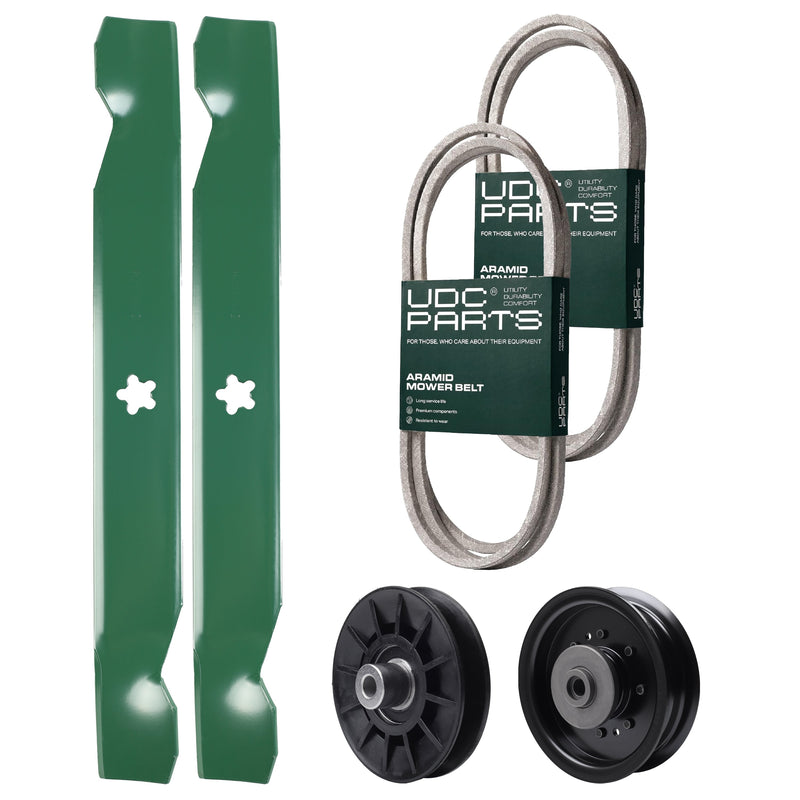 Products -  UDC Parts Mower Kit / Belt 138255 + Belt 194346 + Pulley 532194326 + Pulley 532196104 + 2 Pack Blades 138497 / Fits Husqvarna LT1597