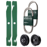  UDC Parts Mower Kit / Belt 194346 + Belt 138255 + Pulley 532194326 + Pulley 532196106 + 2 Pack Blades 138497 / Fits Jonsered LT2216