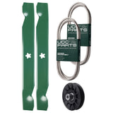  UDC Parts Mower Kit / Belt 130969 + Belt 140294 + Pulley 532194326 + 2 Pack Blades 138497 / Fits Husqvarna LTH151 LTH1797
