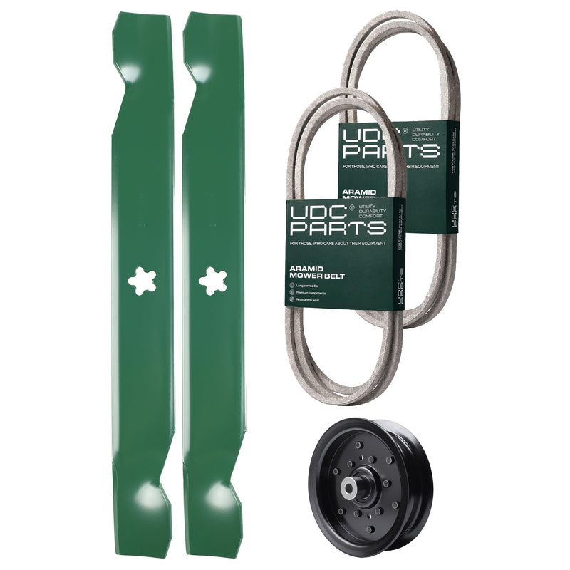  UDC Parts Mower Kit / Belt 130969 + Belt 138255 + Pulley 532196106 + 2 Pack Blades 138497 / Fits Jonsered LT2217A