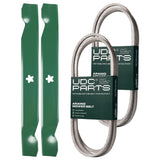  UDC Parts Mower Kit / Belt 140218 + Belt 197253 + 2 Pack Blades 138497 / Fits Jonsered LT2216A2 LT2217A