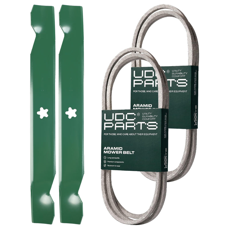  UDC Parts Mower Kit / Belt 140218 + Belt 197253 + 2 Pack Blades 138497 / Fits Jonsered LT2216A2 LT2217A