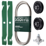 Products -  UDC Parts Mower Kit / Belt 138255 + Pulley 532194326 + Pulley 532194327 + Spindle 532174356 + 2 Pack Blades 138497 / Fits Husqvarna LT1597