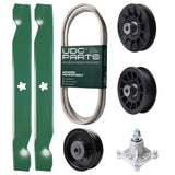 Wholesale Lawn Mower Parts -  UDC Parts Mower Kit / Belt 194346 + Pulley 532194326 + Pulley 532194327 + Pulley 532196104 + Spindle 532174356 + 2 Pack Blades 138497 / Fits Husqvarna LT1597