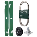Products -  UDC Parts Mower Kit / Belt 138255 + Pulley 532194326 + Spindle 532174356 + 2 Pack Blades 138497 / Fits Husqvarna LT1597