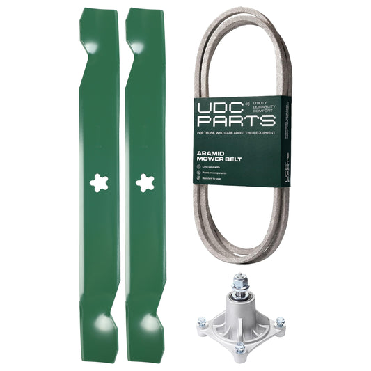Products -  UDC Parts Mower Kit / Belt 138255 + Spindle 532174356 + 2 Pack Blades 138497 / Fits Husqvarna LT1597