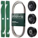 Products -  UDC Parts Mower Kit / Belt 138255 + Pulley 532194326 + Pulley 532194327 + Pulley 532196104 + 2 Pack Blades 138497 / Fits Husqvarna LT1597