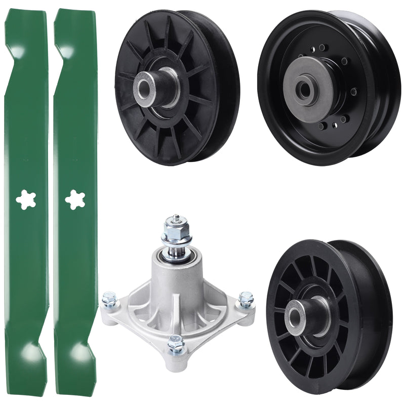 Products -  UDC Parts Mower Kit / Pulley 532194326 + Pulley 532194327 + Pulley 532196104 + Spindle 532174356 + 2 Pack Blades 138497 / Fits Husqvarna LT1597