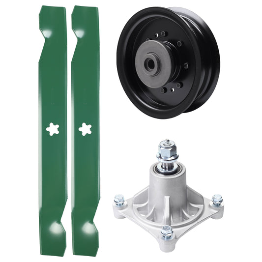 Products -  UDC Parts Mower Kit / Pulley 532196104 + Spindle 532174356 + 2 Pack Blades 138497 / Fits Husqvarna LT1597