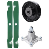 Products -  UDC Parts Mower Kit / Pulley 532196104 + Spindle 532174356 + 2 Pack Blades 138497 / Fits Husqvarna LT1597