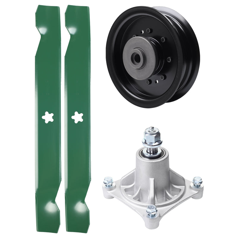 Products -  UDC Parts Mower Kit / Pulley 532196104 + Spindle 532174356 + 2 Pack Blades 138497 / Fits Husqvarna LT1597