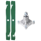  UDC Parts Mower Kit / Spindle 532174356 + 2 Pack Blades 138497 / Fits Husqvarna LT1597