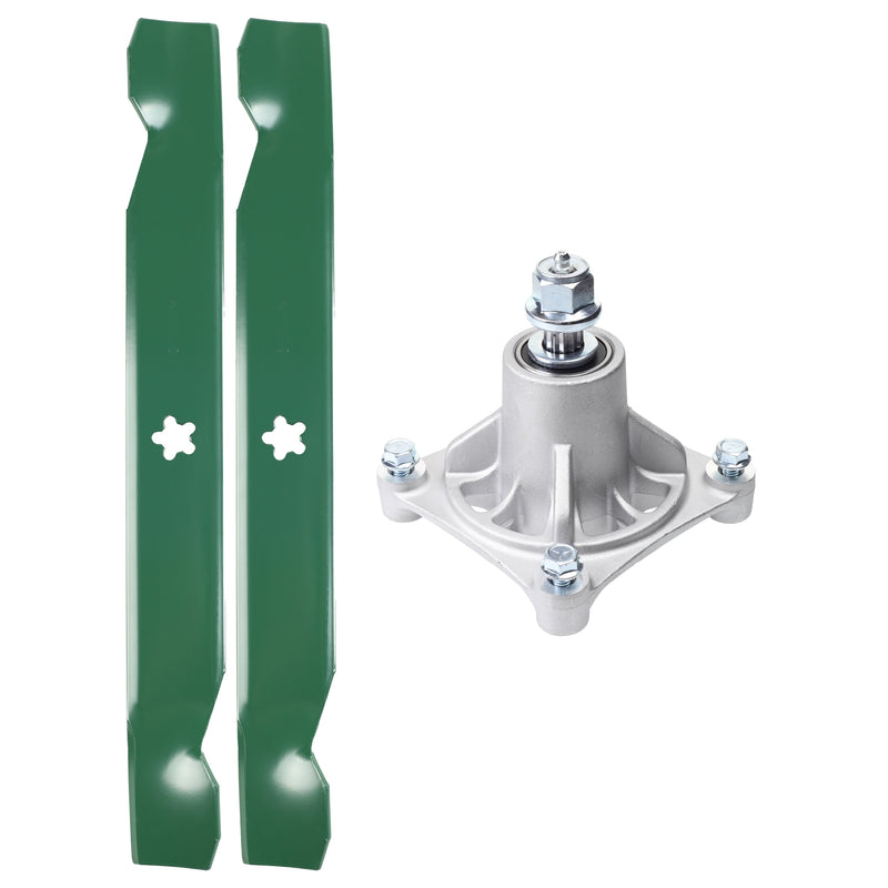  UDC Parts Mower Kit / Spindle 532174356 + 2 Pack Blades 138497 / Fits Husqvarna LT1597
