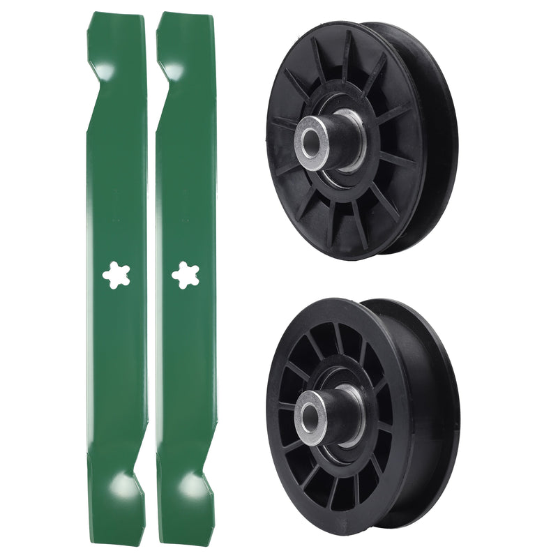 test -  UDC Parts Mower Kit / Pulley 532194326 + Pulley 532194327 + 2 Pack Blades 532138497 / Fits Husqvarna GTH27V52LS iZ5223