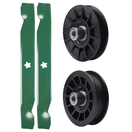 test -  UDC Parts Mower Kit / Pulley 532194326 + Pulley 532194327 + 2 Pack Blades 138497 / Fits Jonsered LT2216 LT2216A2 LT2217A LT2313 LT2313A