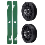 test -  UDC Parts Mower Kit / Pulley 532194326 + Pulley 532194327 + 2 Pack Blades 138497 / Fits Jonsered LT2216 LT2216A2 LT2217A LT2313 LT2313A
