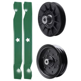 test -  UDC Parts Mower Kit / Pulley 532194326 + Pulley 532196106 + 2 Pack Blades 138497 / Fits Jonsered LT2216 LT2216A2 LT2217A