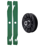  UDC Parts Mower Kit / Pulley 532194326 + 2 Pack Blades 138497 / Fits Jonsered LT2216 LT2216A2 LT2217A LT2313 LT2313A