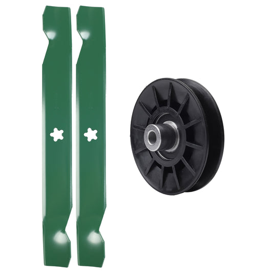 test -  UDC Parts Mower Kit / Pulley 532194326 + 2 Pack Blades 138497 / Fits Poulan Pro PB10538LT