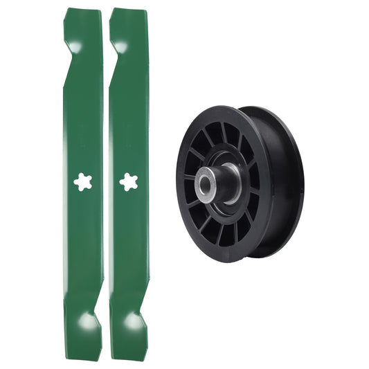 test -  UDC Parts Mower Kit / Pulley 532194327 + 2 Pack Blades 138497 / Fits Poulan Pro PB10538LT