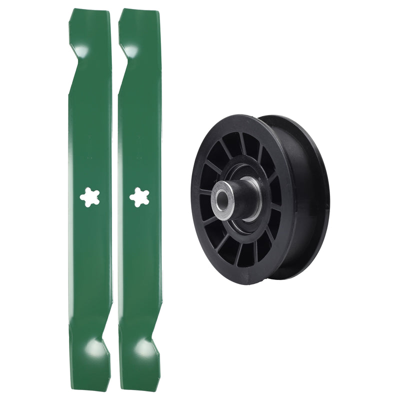 test -  UDC Parts Mower Kit / Pulley 532194327 + 2 Pack Blades 138497 / Fits Poulan Pro PB10538LT