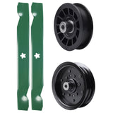 test -  UDC Parts Mower Kit / Pulley 532196106 + Pulley 532194327 + 2 Pack Blades 138497 / Fits Jonsered LT2216 LT2216A2 LT2217A