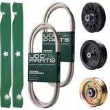 Products -  UDC Parts Mower Kit / Belt 140218 + Belt 144959 + Pulley 532194326 + Pulley 532196106 + Pulley 173437 + 2 Pack Blades 138971 / Fits Husqvarna YTH2042 XP