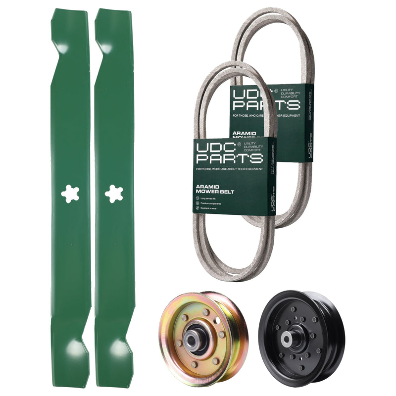 Products -  UDC Parts Mower Kit / Belt 140218 + Belt 144959 + Pulley 532196106 + Pulley 173437 + 2 Pack Blades 138971 / Fits Husqvarna YTH2042 XP