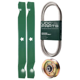 Products -  UDC Parts Mower Kit / Belt 144959 + Pulley 173437 + 2 Pack Blades 138971 / Fits Poulan 279370 PO14542LT PO17542LT PO19542LT PXT12538 PXT155G42 PXT175G42
