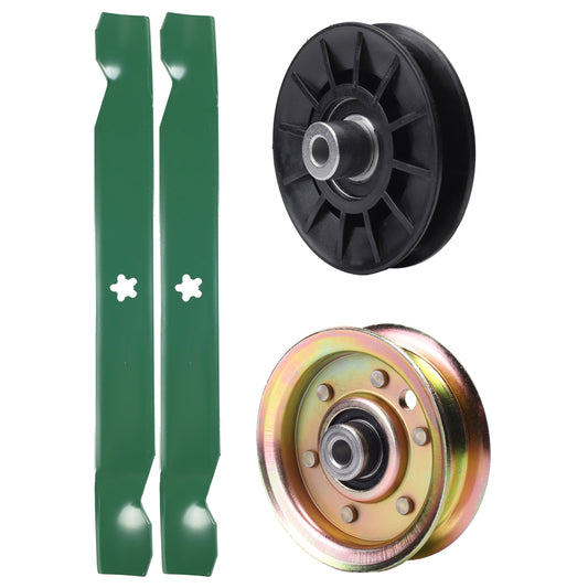 test -  UDC Parts Mower Kit / Pulley 532194326 + Pulley 173437 + 2 Pack Blades 138971 / Fits Husqvarna YTH2042 XP